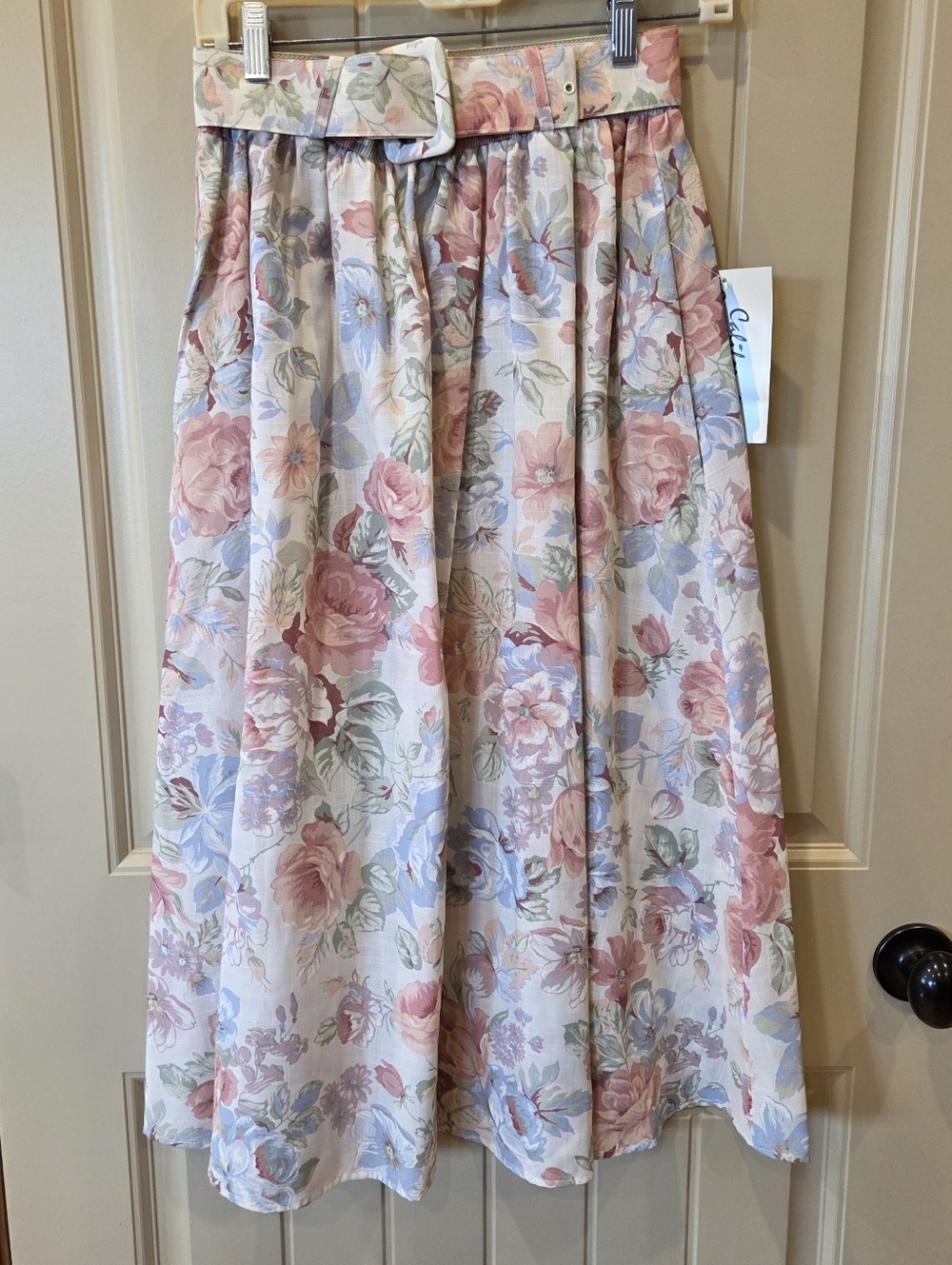 Vtg California Connection Floral Midi Skirt with Belt Cottagecore 90s With Tags